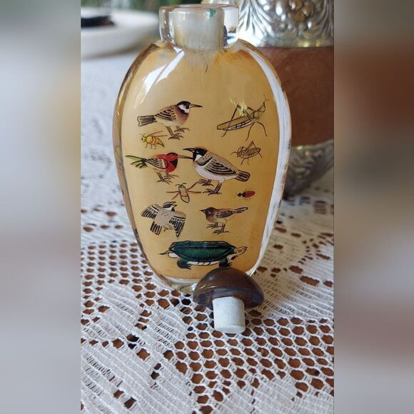 VTG Chinese Glass Snuff Bottle Inside Painting - Picture 5 of 9